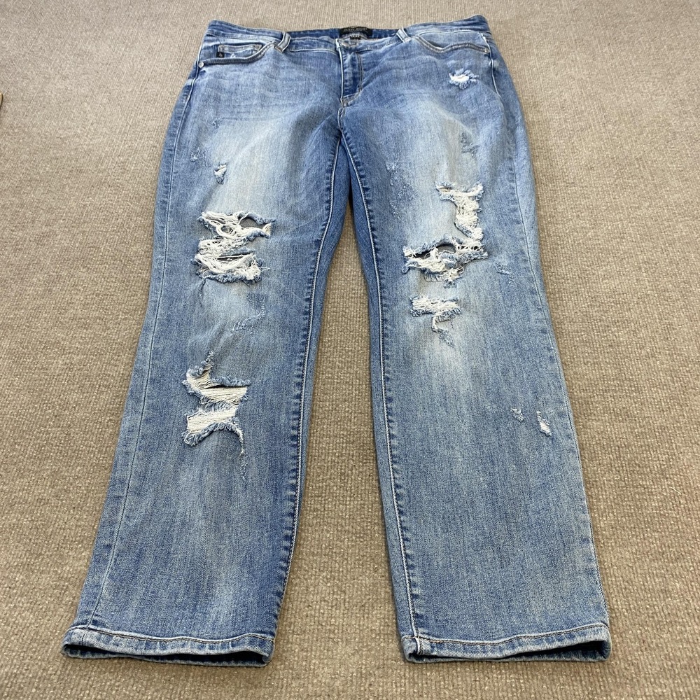 Judy Blue Boyfriend Jeans Womens 15/32 Mid Rise Distressed‎ Stretch JB82193MD